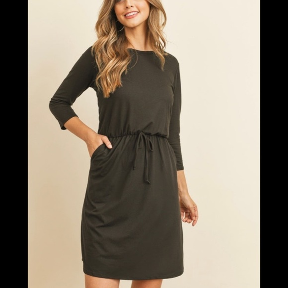 Black Cinch Waist Dress - Picture 3 of 3